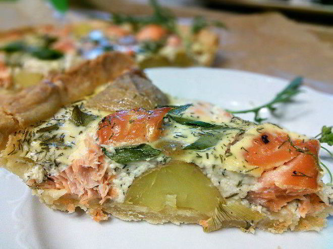 Рецепт тарта с лососем и картофелем