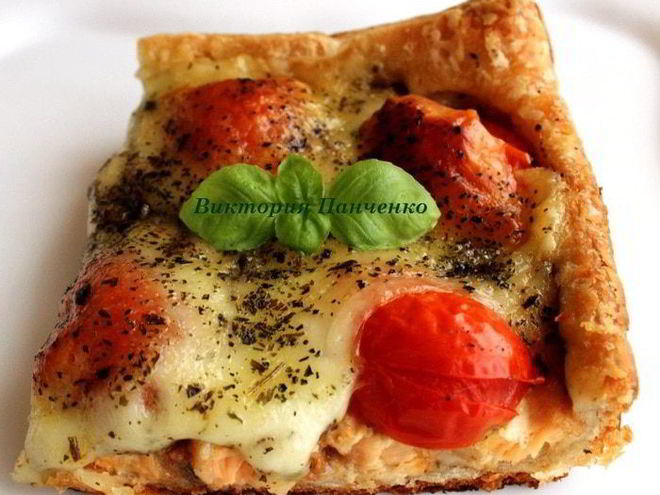 Рецепт тарта с семгой, помидорами черри и моцареллой