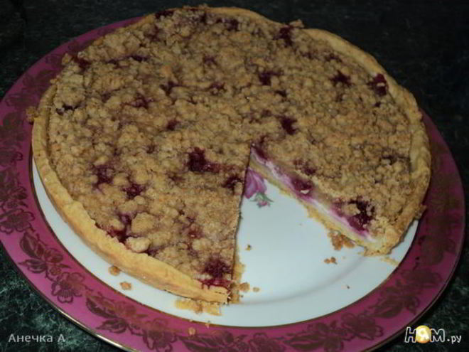 Рецепт тарта с творогом и малиной