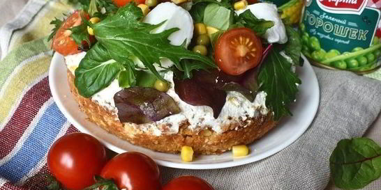 Тарт с творогом, овощами и зеленью