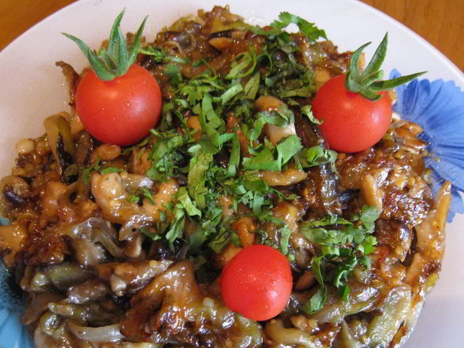 Рецепт вешенок с баклажанами