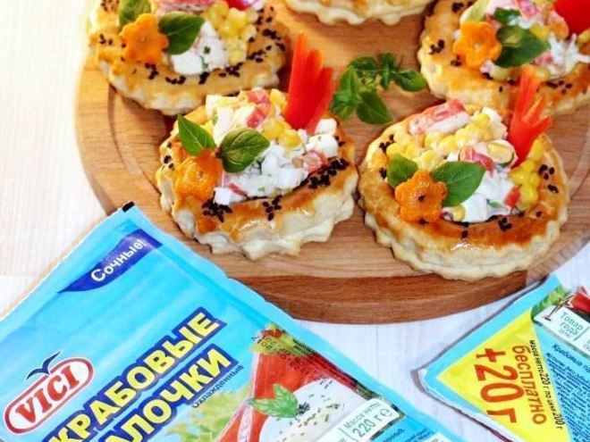 Рецепт волованов с салатом из крабовых палочек