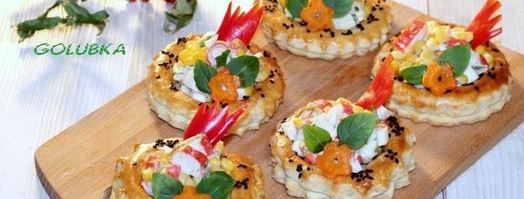 волованы с салатом из крабовых палочек. Шаг 8