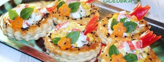 волованы с салатом из крабовых палочек. Шаг 10