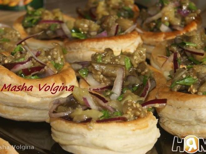 Рецепт закуски из печеных баклажан и перца