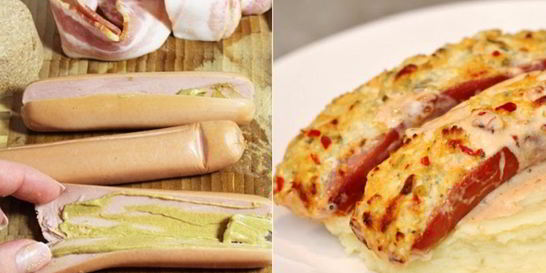 Запеченные в духовке сосиски